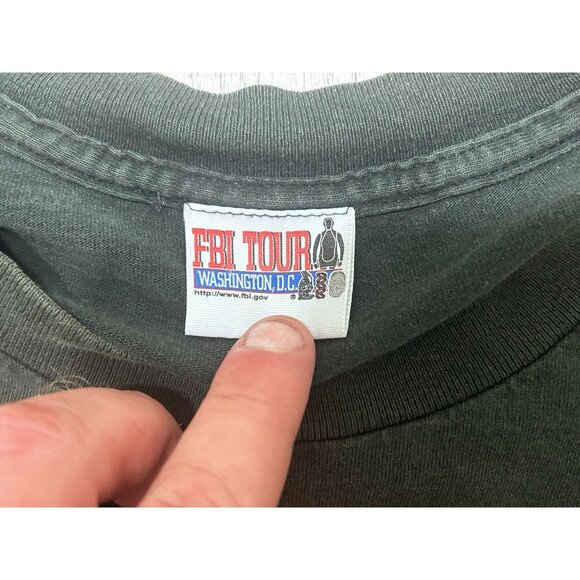 Vintage 1990 FBI Tour Washington Fingerprint T-Shirt Adult M Black - Picture 2 of 9